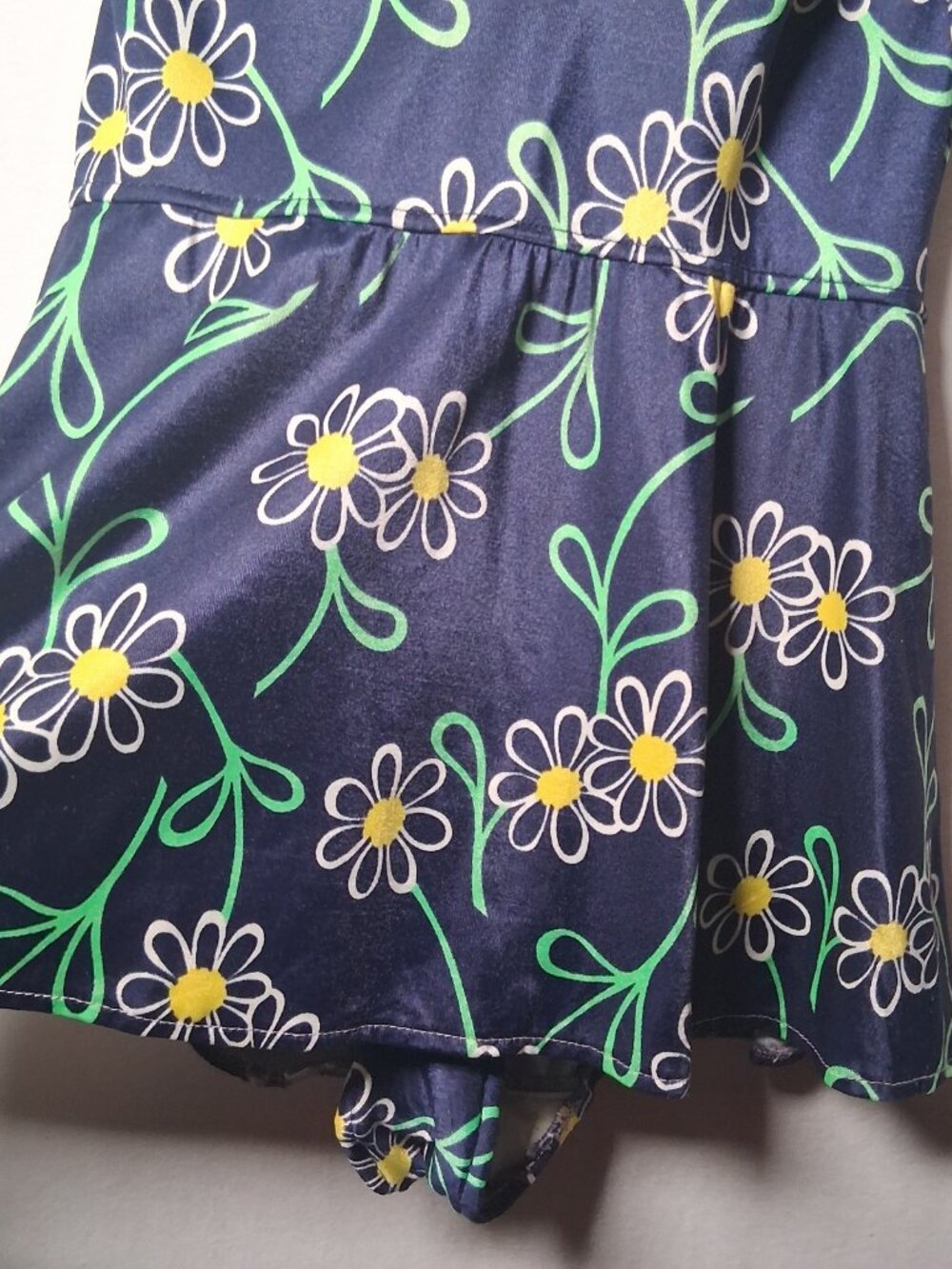 Vintage Jantzen Bathing Suit Swim Dress 16 Blue Daisy Flowers 1660s 1970s USA - Picture 6 of 16